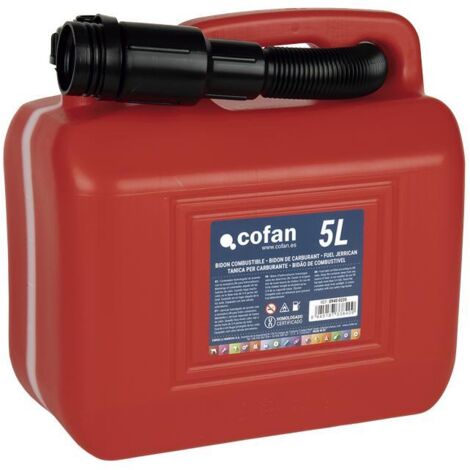 COFAN bidón de combustible 5 l venta unitaria , Bidón  fabricado  en  polietileno  reforzado  con  una  densidad  superior  a  1,2  g /cm3.  Válido  para  todo  tipo  de  petróleos