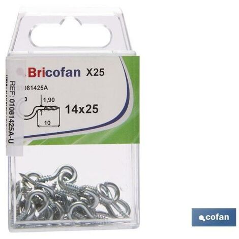 COFAN bl 25 uds. 14x25 zincado   caja 12 unid. , Hembrilla abierta roscada zincada en blister.
