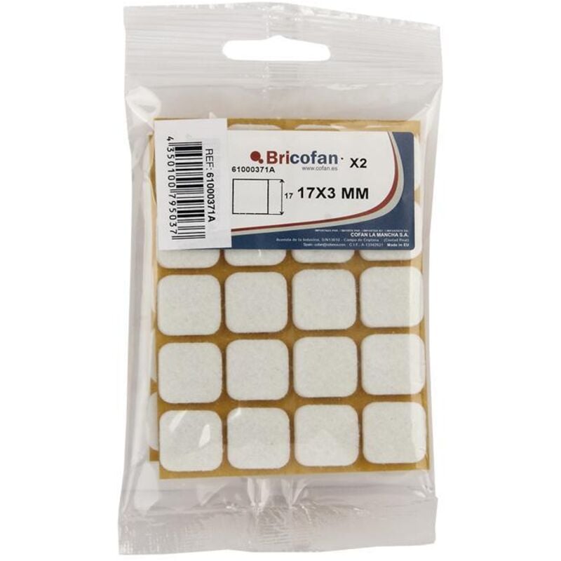 

PLIMPO bl 2x20 uds fieltro cuadrado blanco 17x17x3mm caja 10 unid.