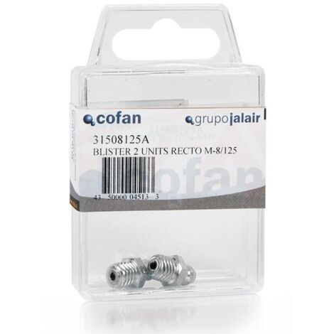 COFAN bl 3 uds. engrasador recto m-6/100 venta unitaria , Engrasadores rectos en métrica y pulgadas en blister