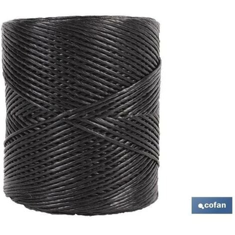 COFAN blister hilo rafia/600 - 200 grs negro , Hilo de rafia color Negro, sintética torcida a 1 cabo, derivada del polipropileno. 600 m. por kg. Indicada para paquetería, bricolaje
