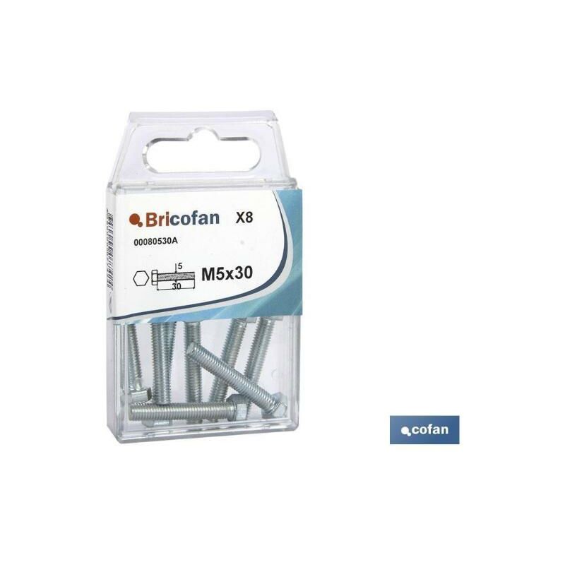 Cofan - blíster de 3 uds. din-933 m-8x20 zinc venta unitaria , Tornillos Hexagonales din 933 en formato blíster, pequeñas cantidades.