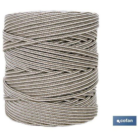 COFAN bobina cordon trenzado poli 5mm 200 m bco/marron , Cordón trenzado de color Marrón de 5 mm de diámetro, adecuado para persianas. Cordón con polipropileno en el exterior y alm