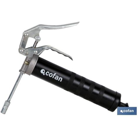 COFAN bomba engrase vertical profesional 400 gms , Carga a granel, por aspiración y con cartucho. Sistema antideslizante, con purgador. Pared aluminio reforzado 1,2 mm. Adecuada pa