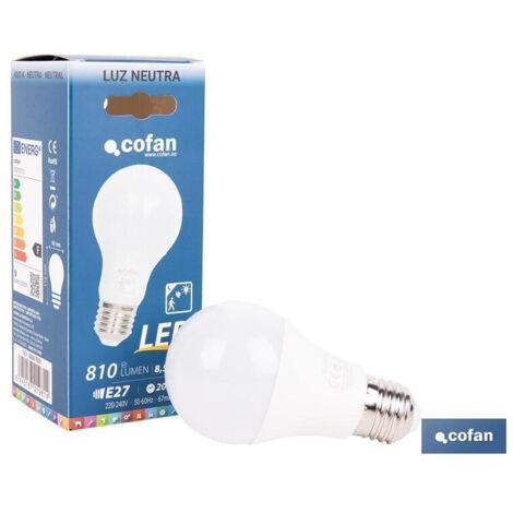 COFAN bombilla clasic sensor e27 8.5w 810lm 4000k , La bombilla LED Clásica con sensor de presencia E27 de 8,5 W es la solución perfecta para automatizar la iluminación de zonas de