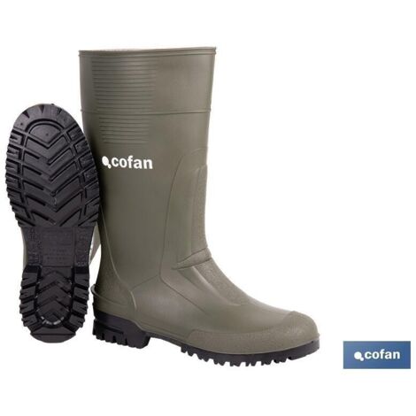 COFAN bota alta de agua pvc verde talla 45 , Bota de agua de caña alta, en color verde. Fabricada en PVC, con recubrimiento interior de punto. La suela que tiene es antideslizante.