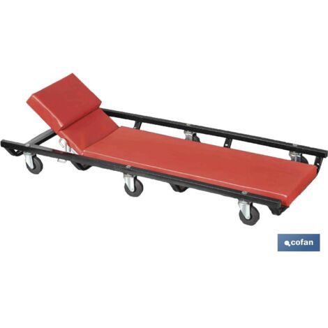 COFAN camilla de trabajo 40 (1030x440x110mm) , Camilla para trabajos mecánicos con cabecera ajustable. Plataforma con ruedas para talleres, disponible en color rojo y negro (estruc