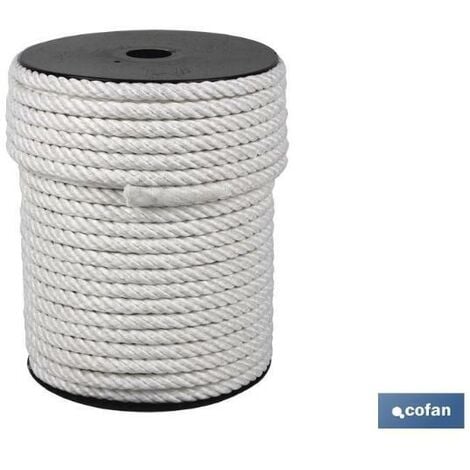 COFAN cuerda nylon mate (4/cabos) 8mm 50 m , Cuerdas de nylon mate, con torcida a 3 o 4 cabos sin alma. No se deterioran con el agua (no flota). Adecuadas para náutica, amarres de