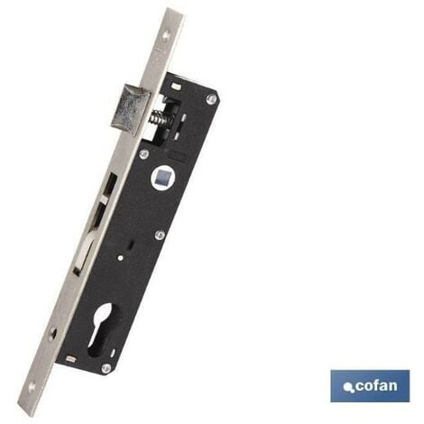 COFAN cerradura embutir gancho g d85 e25 níquel (p/metal , Cerradura Palanca Gancho Niquelada Puertas Metal, Caja con revestimiento zincado. Frente en acero niquelado. Picaporte re