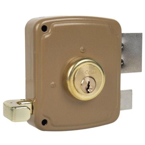 COFAN cerradura sobreponer c/cerradero 80mm izquerda , Cerradura sobreponer. Palanca de acero. Cilindro redondo más 3 llaves (2 vueltas). Cerradero y escudo incluido. Picaporte y t