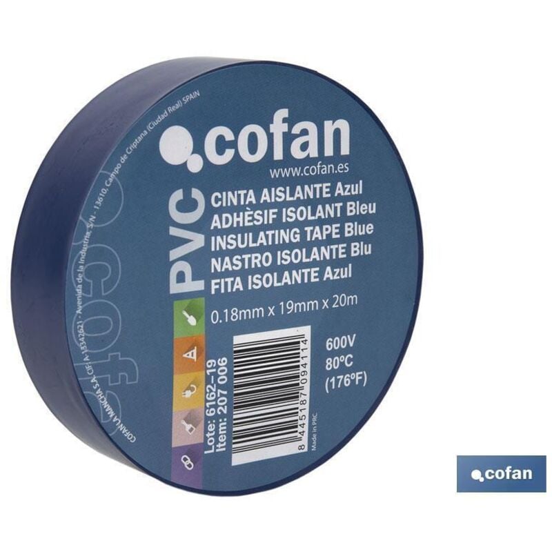 

PLIMPO rollo de cinta aislante azul 20mts. caja 10 unid.