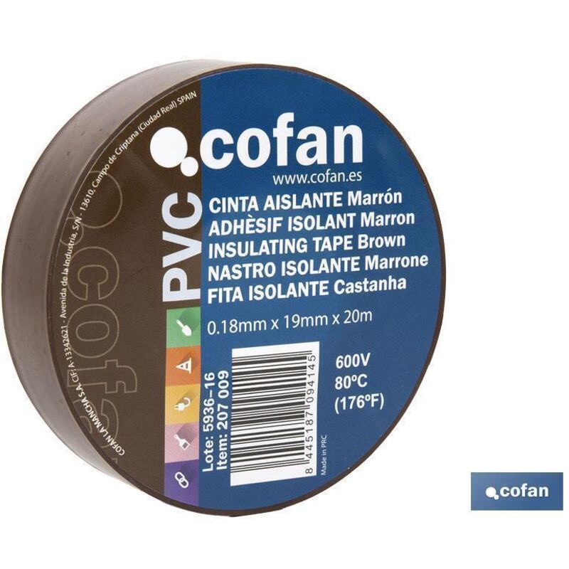 

PLIMPO rollo de cinta aislante marron 20mts. caja 10 unid.