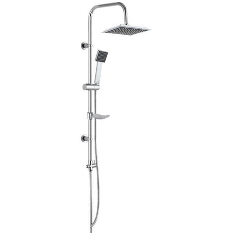 COFAN columna de ducha cuadrada 1 función , Columna de ducha cuadrada para baño. El kit incluye: 1 mango con una función de hidroterapia, 1 flexo extensible inoxidable, 1 barra des