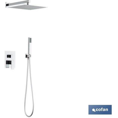 COFAN conjunto de ducha empotrada monomando cuadrada cromada