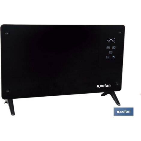COFAN convector de panel de vidrio pantalla led 2000 w , Convector radiante con panel de vidrio templado diseñado para calentar estancias de hasta 25 metros cuadrados de manera efi