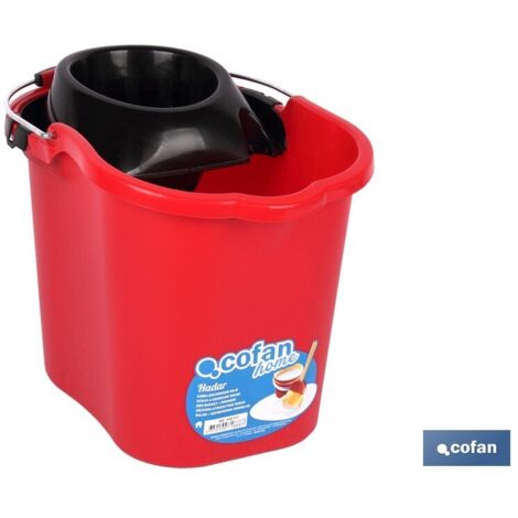 COFAN cubo+escurridor rojo 16 l , Cubo con capacidad de 16 litros, fabricado en polipropileno de alta calidad, en color rojo con escurridor en color negro. Cuenta con un asa metáli