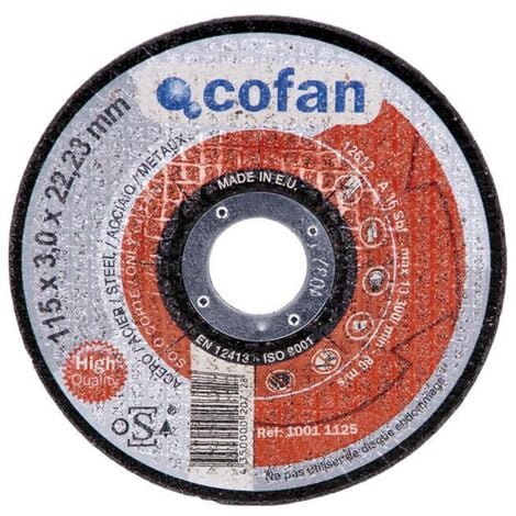 COFAN disco corte - 230x3,0x22,23 metal profes. , Discos de corte profesional (acero y hierro) para amoladora angular. CEE Certificado oSa Grosores desde 2,5mm hasta 3,5mm. Diámet