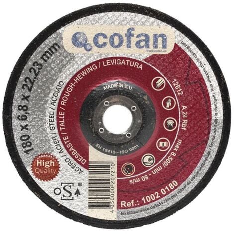 COFAN disco desbaste - 125x7,0x22,23 metal profes. , Discos de desbaste profesional (acero/hierro) para amoladora angular. CEE (EN 12413), FEPA. Certificado según la norma uni en I