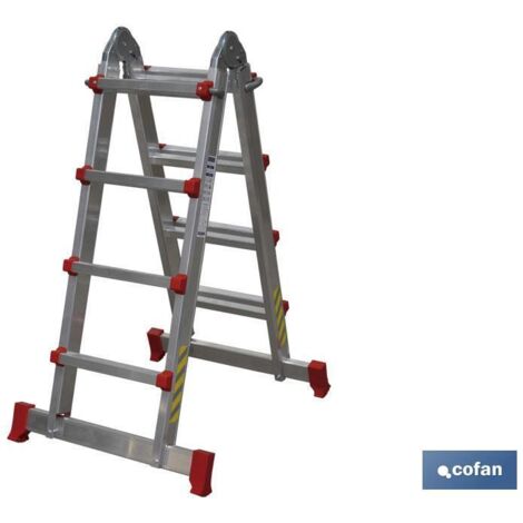 COFAN escalera aluminio multiposición 4 x 4 peldaños y 3,83 m