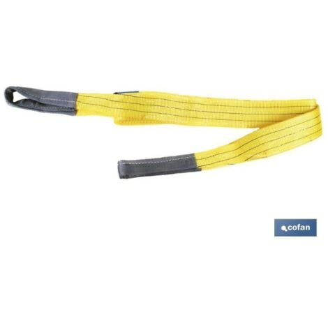COFAN eslinga plana poliester 1000kg x 1mts , Su diseño compacto y la nueva técnica para el tratamiento de la eslinga la dotan de una resistencia a la ruptura. El tejido especial d