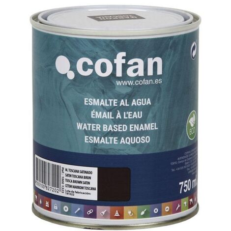 COFAN esmalte al agua (750 ml) marrón toscana satinado , Esmalte al agua en una gran gama de colores disponibles. Está fabricado a base de dispersiones acrílicas de altas prestacio