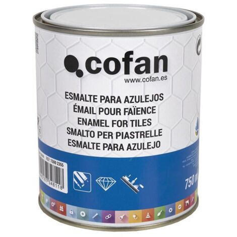 COFAN esmalte para azulejos al agua 750 ml , El esmalte al agua cuenta con excelentes propiedades de adherencia sobre superficies poco porosas, como azulejos, vidrio y superficies