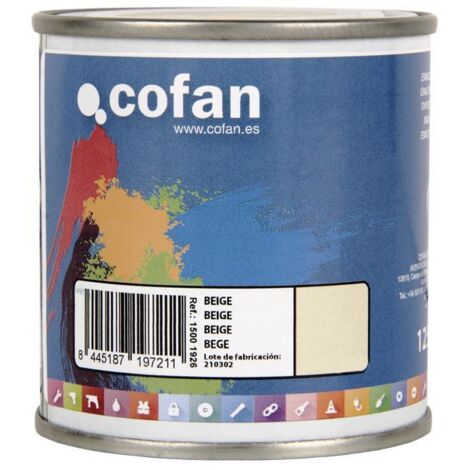 COFAN esmalte sintético (125 ml) color beige , Esmalte sintético al disolvente disponible en una amplia gama de colores y tonalidades fabricado a base de resinas alquídicas. Buena