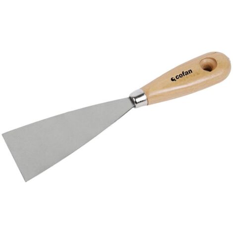 COFAN espátula l-70mm. , Espátula con lámina fabricada en acero inoxidable de muy buena calidad y mango fabricado en madera. El mango está barnizado, es antideslizante y muy cómodo
