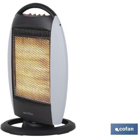 COFAN estufa halogena oscilante 400/800/1200 w , Estufa halógena de diseño compacto que proporciona calor instantáneo y de manera uniforme. Cuenta con 3 barras halógenas fabricadas