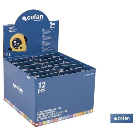 COFAN expositor de flexómetros 19 mm x 5 m 12 uds. , Expositores para flexómetros de Cofan, una herramienta esencial para cualquier ferretería o tienda de suministros industriales