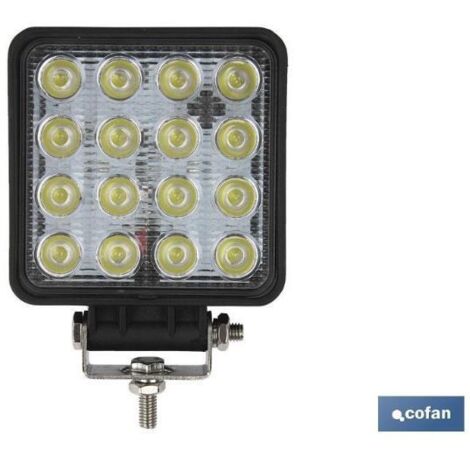 COFAN faro trabajo 16 led 3360lm 6000k 48w, ip67 (10-30v) , Faros de trabajo 16 Led 3360 Lm 6000K 48W IP67 (10-30V) Apto para vehículos industriales, agrícolas, turismos, furgones.