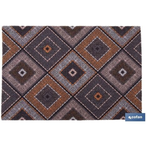 COFAN felpudo con estampado digital rombos 50 x 70 cm , Felpudo con estampado digital perfecto para interior y exterior, ideal para añadir un toque moderno y elegante a tu hogar u