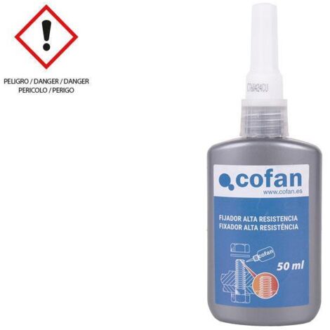 COFAN fijador alta resistencia - 50 ml , Fijador y sellador de roscas para fijar y asegurar la conexión del tornillo y evitar su liberación bajo vibración, a la vez que posibilita