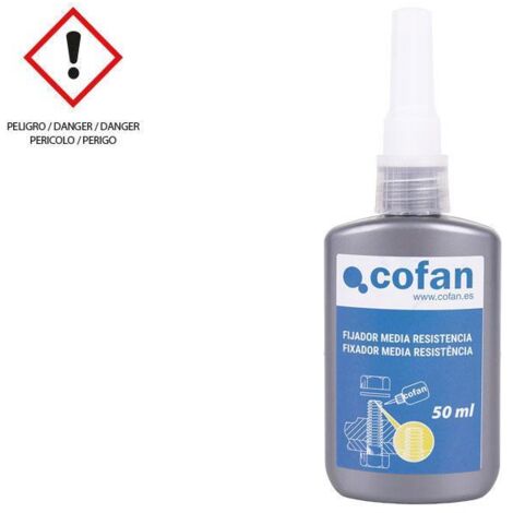 COFAN fijador media resistencia - 50 ml , Fijador y sellador de roscas para fijar y asegurar la conexión del tornillo y evitar su liberación bajo vibración, a la vez que posibilita