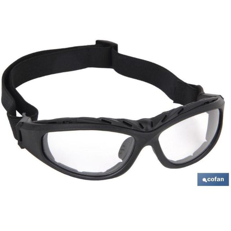 Gafa seguridad oscura acolchada 4 en 1 , Gafas de seguridad 4 en 1 acolchadas con foam en la zona de los ojos. Estas gafas cuentan con correa