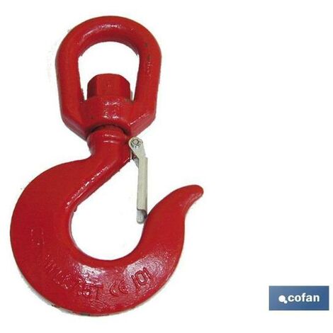 COFAN gancho girat. c/seguro carbono c40 tn-2 , Gancho giratorio con seguro con cuerpo en acero endurecido al carbono C-40, con torniquete giratorio para mayor facilidad en el tran