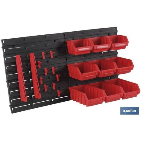 PLIMPO panel plastico pared para herram. c/accesorios