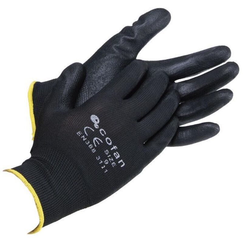 

PLIMPO guante 100% poliest.impreg. pu negro t-7 caja 12 unid.