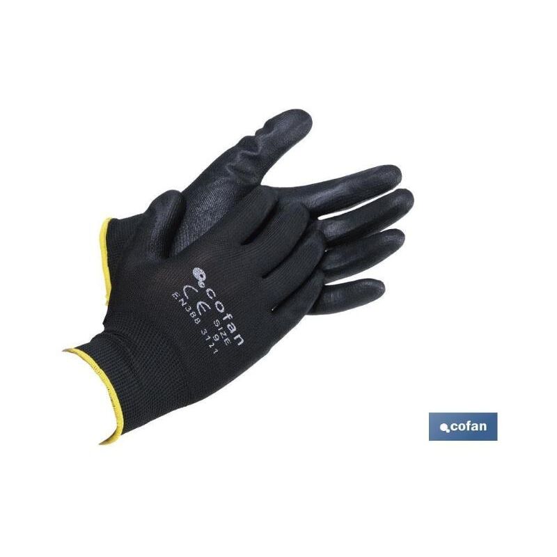 

PLIMPO blister g. 100% poliest. impreg. pu negro t-7 caja 12 unid.
