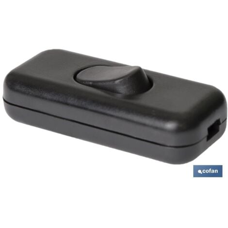 COFAN interruptor aereo negro (4a-250v) , Interruptor de paso para instalación móvil, con tecla basculante de encendido y apagado. Incluye bornes de tornillo. Tensión asignada 250