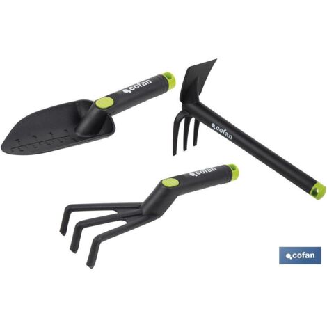 COFAN kit de herramientas para jardinería nylon 3 pcs , Set de herramientas de jardinería para cuidar y mantener un jardín perfecto. Este conjunto incluye tres herramientas esencia