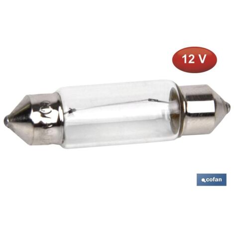 COFAN lámpara plafonier c10w (11x38mm) 12v   caja 10 unid. , Lámpara plafonier de C10w de 12 voltios con medidas de Ø11 mm por 38 mm de longitud. Válida para coche, moto y tractor