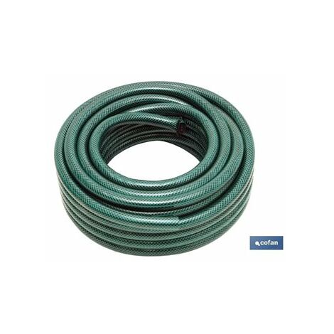 COFAN manguera pvc 3 capas c/acces. 5/8 20 m , Rollo de manguera fabricada con PVC de 3 capas. Incluye accesorios útiles para las labores de riego, limpiezas, coches, etc. Incluye