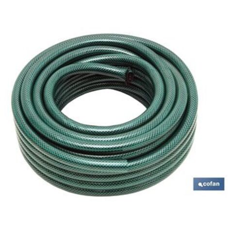COFAN manguera pvc 3 capas c/acces. 5/8 20 m , Rollo de manguera fabricada con PVC de 3 capas. Incluye accesorios útiles para las labores de riego, limpiezas, coches, etc. Incluye