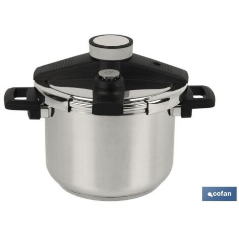 COFAN olla presión 4l inox inducción modelo queen , Olla a presión modelo Queen de inducción antiadherente fabricada en acero inoxidable 18/10. Apta para todo tipo de fuegos. Con f