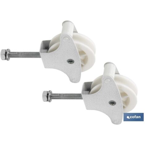 COFAN pack 2 poleas para tendedero color blanco  roldana 4 cm