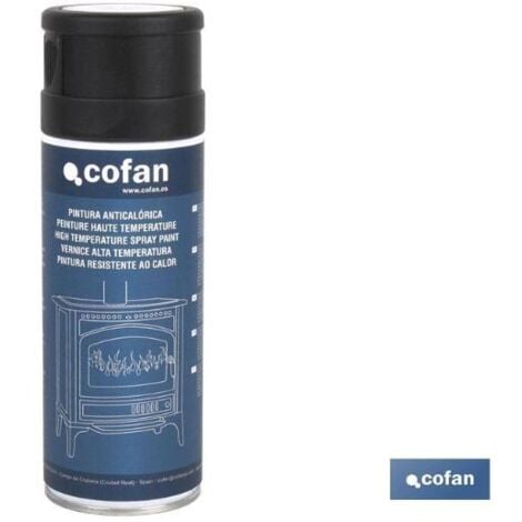 COFAN pintura anticalorica negra. 400ml , Pintura anticalórica de color negro, ideal para soportes expuestos a altas temperaturas, resistente hasta temperaturas de 600º C. Ideal pa