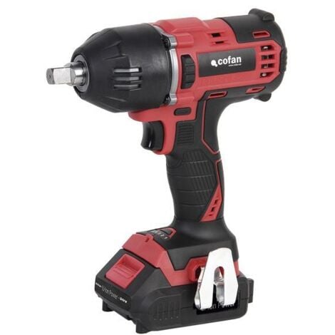 COFAN pistola impacto 1/2 batería 20 v 400 nm , Pistola de Impacto 1/2 a batería 20V (batería y cargador incluidos). Motor sin escobillas de alto rendimiento que aumenta la vida út