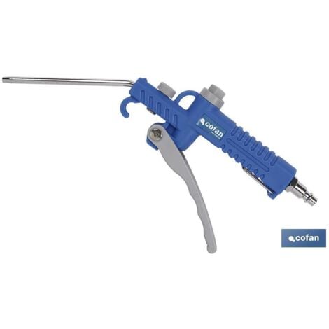 COFAN pistola soplar plastico larga 110mm. , Pistola sopladora normal 110 mm, con boquilla metálica curva de 8 cm y cuerpo de nylon. Estructura duradera ya que está hecha de un mat