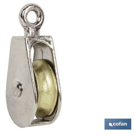 COFAN polea simple fija niquelada (ø25mm)   caja 25 unid. , Poleas simples fijas. Poleas de una roldana con medidas de diámetro desde 12 hasta 40 mm.